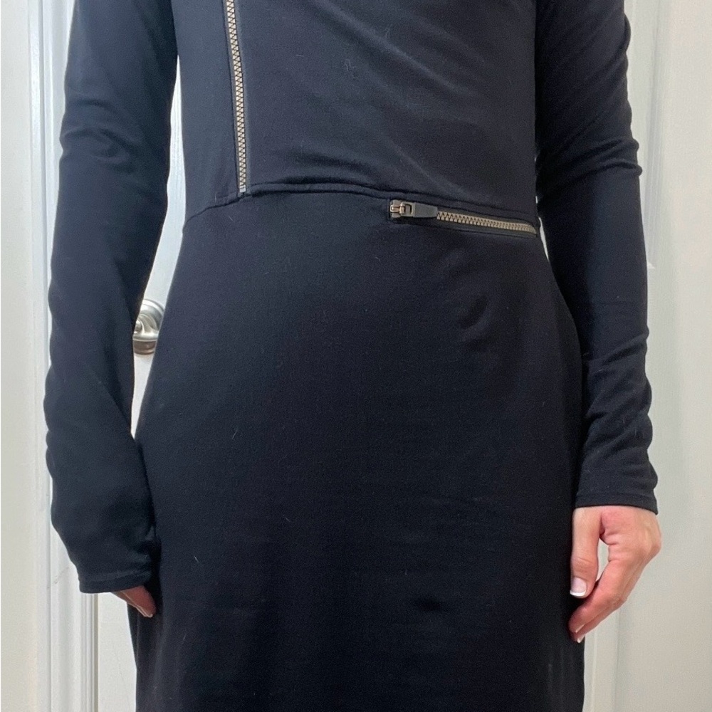 Athleta Black Long Sleeve Dress with Zipper Detail